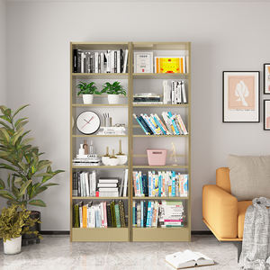Modern Wrought Iron <b>Bookshelf</b> Long Corner Wall <b>Bookcase</b> for Home Living Room School Hotel or Apartment - Product Image 1