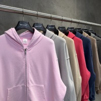 Sweat-shirt zippé décontracté pour homme, style américain, couleur unie, en coton, coupe ample, avec logo personnalisé, nouvelle collection hiver 2026