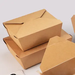 Factory disposable kraft paper take away food box togo paper containers for fast food