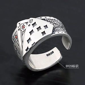 Anelli di Poker Punk 925 Sterling per le donne degli uomini divertente <span class=keywords><strong>Goth</strong></span> Hip Hop carta anello da dito di moda coppia carte anello aperto gioielli regalo - Product Image 4