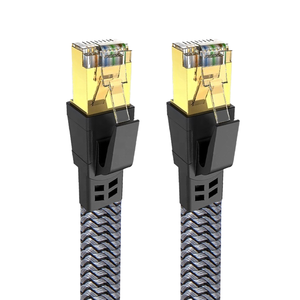 Cat8 Braided Flat <b>Ethernet</b> <b>Cable</b> Pure Copper Conductor Stp 30awg Rj45 Connector Black Gray Available In 1m 2m 3m 5m 10m <b>15m</b> 20m - Product Image 3