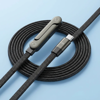 Kabel Pengisian Cepat 240W Berbahan Nilon dengan Penyangga Ponsel, Sudut 90 Derajat, Rotasi 360 Derajat, Multi-Angle Tipe-C untuk iPhone Gaming
