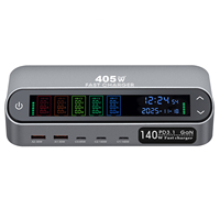 Charger Cepat USB-C 30W PD3.1 140W Tipe-C dengan Layar LCD dan 2 Port untuk Laptop, Ponsel, Tablet, dan Desktop Universal