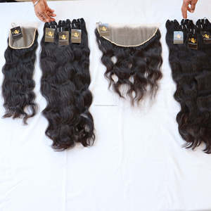 Paquets de cheveux indiens naturels bruts non traités, vendeur en gros de cheveux indiens, cheveux vierges à cuticule alignée avec fermeture HD - Product Image 2