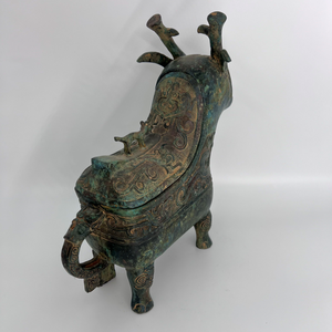 Gong en forma de rinoceronte de Fénix, recipiente antiguo para vino, diseño imaginativo de la <span class=keywords><strong>Dinastía</strong></span> Zhou Occidental, artesanía metálica popular de la <span class=keywords><strong>Dinastía</strong></span> Shang - Product Image 6