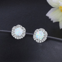 Klassische elegante Schmuck Ohrringe Geschenk 925 Sterling Silber Blume Weiß Opal Ohrringe Fabrik Großhandel OEM Drops hipping