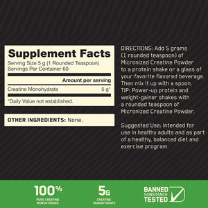 Premium 100% Pure Creatine Monohydrate Instant Powder Adult Dietary <strong>Supplement</strong> <strong>Banned</strong> Substance Tested Logo Support - Product Image 2