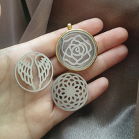 1 pièce Plaque ronde en acier inoxydable, face polie miroir, dos brossé, breloque pour décoration DIY et fabrication de bijoux