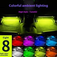 Nouvelle lumière d'ambiance LED pour l'intérieur de la voiture, lumière de pied, USB, télécommande sans fil, contrôle par application musicale, RGB 6000K, 12V, lampe décorative d'ambiance automobile