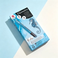 Lot de 6 marqueurs métalliques double pointe avec pinceau aquarelle et stylos fins, ensemble bleu océan pour la calligraphie et le journaling