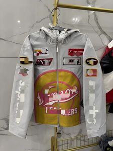 Jaket Bomber Kulit Motor Musim Dingin Kolaborasi Merek Fashion Eropa Amerika Baru Harga Pabrik SUPME Mewah - Product Image 2