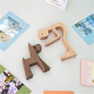 Nordic Wooden Dog Family Figurine Solid Wood Home Office Desk <b>Decoration</b> Scandinavian Style Multi Piece Set - Product Image 3