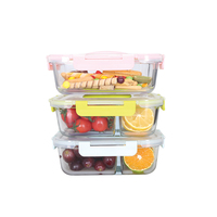 Récipient alimentaire en verre Borosilicate, capacité 35.3OZ et 51.5OZ, avec couvercle sous vide, 10 pièces