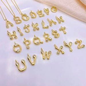 DIY Letter Pendant 18k Gold Plated Copper Alphabet Charm For Necklace Making Jewelry Findings Mixed Shapes - Product Image 1