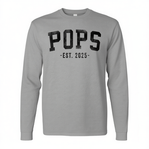 T-shirt à manches longues et col rond Pops Est 2025 pour homme, gris, taille S, coupe classique - Product Image 2
