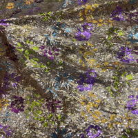 Tissu de broderie à paillettes colorées de 3mm en sergé tricoté pour garçons Robes Cheongsam Accessoire flammé Dentelle brodée à paillettes
