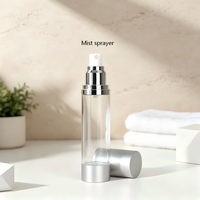 Flacon pompe airless argenté OEM en gros 15ml 30ml 50ml, vide et rechargeable, pour cosmétiques, lotions, sérums et soins de la peau