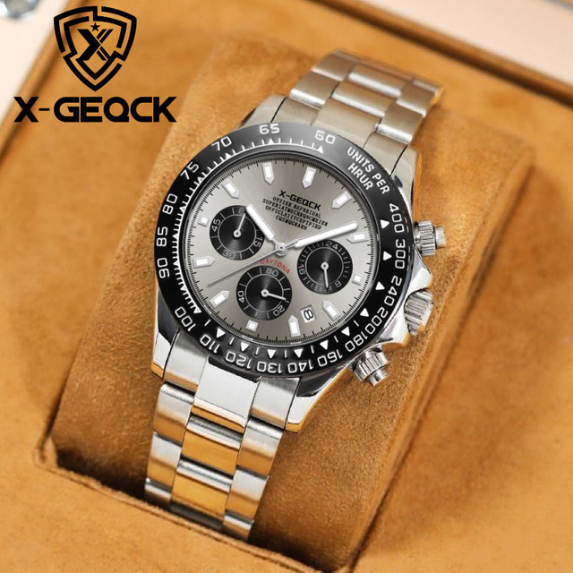 Branded Quartz Watches Waterproof Luminous Hands Chronograph Moon Phase Wristwatch for Men Montre Relojes Hombre Uhr