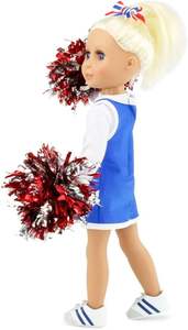 Juego de regalo de uniforme de porristas moderno de 14 pulgadas Emily Rose, zapatos de gimnasio para muñecas de 6 piezas y paquete de accesorios con pompones para la mayoría de muñecas de 14 pulgadas - Product Image 4
