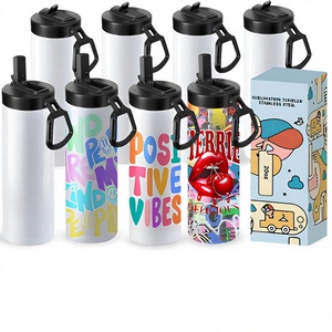 USA Warehouse 20 oz Stainless Steel 20 Ounce Straight Blank Sublimation Sports Straw Tumbler with Dual <b>2</b> Lids Screw on Lids - Product Image 1