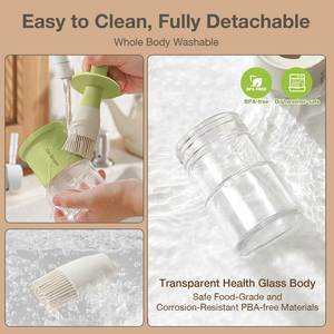Multifunctional Kitchen Meat BBQ Oil Container 300ml 2 in 1 Custom Glass Olive Oil Silicone <b>Brush</b> <b>Bottle</b> for Cooking - Product Image 4