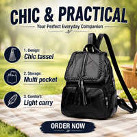 Sac de voyage pour femme tendance 2024 en PU avec pompon, sac à dos décontracté pour femme