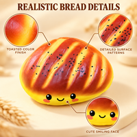 Jouets Squishy en PU en forme de pain mignon, jouets anti-stress souples à presser en forme d'aliments, 6 designs assortis, vente en gros