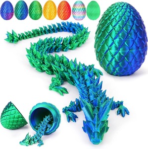 Figurine de dragon en cristal avec œuf, ensemble de modèles de dragon en pierres précieuses imprimés en 3D, décoration de bureau, cadeau de collection, 22 cm de dragon + 8,5 cm d'œuf - Product Image 2