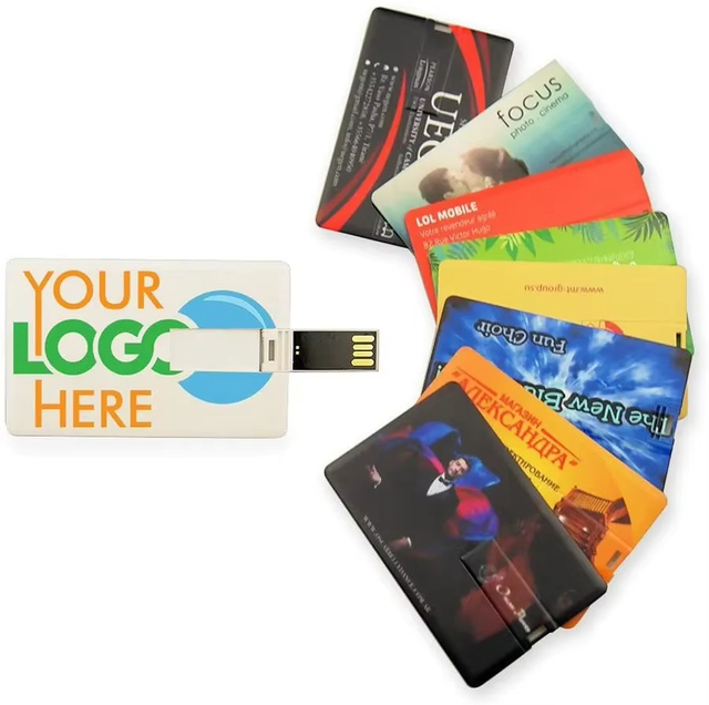 Flip Credit Card Style USB Flash Drive Custom Printed Bank Card Plastic 4GB-128GB Custom Logo 2-Year Warranty