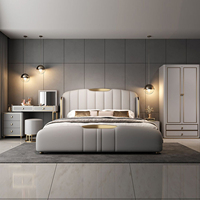 Cama de Lujo Minimalista de Piel Italiana para Dormitorio Principal Cama de Matrimonio de Alta Gama Venta al Por Mayor de Camas Tapizadas para Hotel