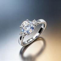 Damen 14K Massivgold Weißgold Runder Brillantschliff Labor-Gezüchteter Diamant Verlobungsring Klassischer Luxus IGI-Zertifiziert