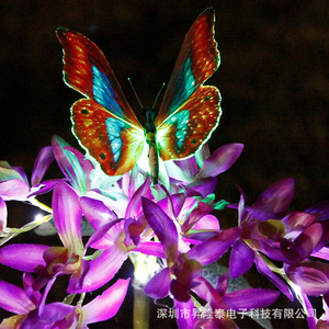 Solar Garden <b>Light</b> Led Butterfly Purple Wisteria <b>Flower</b> Waterproof Outdoor Lawn <b>Light</b> Free Standing Mono Si Solar Cell - Product Image 1