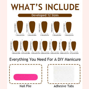 24 stuks zwarte Franse nude amandelvormige kunstnagels luipaardprint design strass goud glitter kunstmatige volledige dekking impressie nagels - Product Image 5