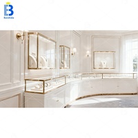 Vitrine de présentation de bijoux et de montres personnalisée de luxe multifonctionnelle avec éclairage LED, étanche, durable, en verre trempé incurvé