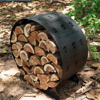 Rack de stockage de bois de feu rond en acier métallique robuste anneau de support de bûches de bois de chauffage cerceau de support de bûches