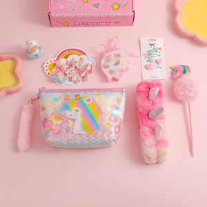 Set de Cuaderno de Peluche de Unicornio de Dibujos Animados, Caja de Regalo, Accesorios para el Cabello para Niños, Bolsa de Papelería, Premio para Estudiantes, Modelo SM85 Hecho en China - Product Image 3