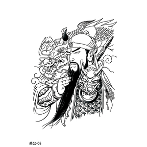 รอยสักลายกวนอูแบบกำหนดเองสำหรับผู้ชาย สติ๊กเกอร์สักลายสมุนไพรติดทนนานแบบกึ่งถาวร - Product Image 6