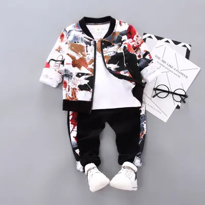 Infant baby clothes set 0-1-2-3 year old boy autumn and winter three-piece child clothes baby boy clothes newborn