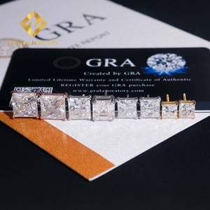 Boucles d'oreilles en moissanite taille princesse, argent 925 plaqué or, testeur de diamant inclus, vente flash - Product Image 3