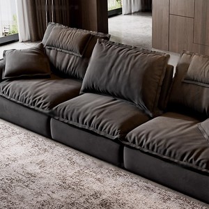 Sofá de Tela Esmerilada en Forma de L con Respaldo Ajustable, Asiento Profundo, Estilo Italiano Minimalista para Sala de Estar - Product Image 2