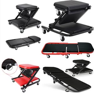 Siège d'atelier pliable et réglable 2-en-1 de 36 pouces, convertible, en acier robuste et vinyle, pour garage et atelier automobile GAPGAR044 - Product Image 6