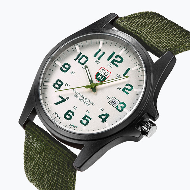 Soki Mens Watches Top Brand Luxury Watch Men Nylon Belt Calendar Relogio Masculino Quartz Watch Relojes Hombre 2019