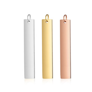 Colgante de barra en blanco de acero inoxidable con nombre grabado en oro y plata rectangular personalizado, venta al por mayor - Product Image 6