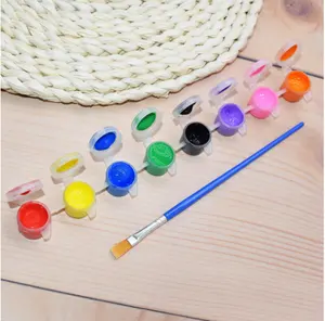 Xinbowen Factory Direct Selling DIY Children 8 Pot Strips 3ML Set Eco Friendly Acrylic Paint With Plastic Paintbrushes