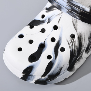 Summer Platform <b>Clogs</b> Men Ink Painting Pattern Slip-On Closed-Toe Outdoor Shoes Height Increasing Anti-Slip Comfortable Walking - Product Image 3