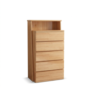 Modern Solid Wood 5 <b>Drawer</b> Dresser Flat Panel Design Storage Cabinet Living Room Furniture Natural Finish - Product Image 3