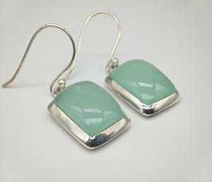 Elegantes Pendientes de Calcedonia Natural Aqua, Hechos a Mano, Plata de Ley 925, Joyería para Mujer, Regalo de Boda, Venta al Por Mayor - Product Image 1