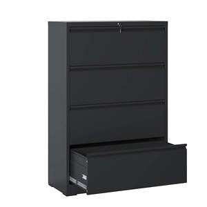 Armoire de classement en acier noir avec 4 tiroirs verticaux et verrouillables, design moderne, idéale <span class=keywords><strong>pour</strong></span> le bureau - Product Image 4