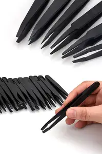 Plastic Tweezers 93303 Black New Portable Straight Bend Anti-static Heat Resistant Plastic Tweezer