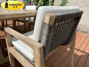 Sang Trọng Ngoài Trời Ăn Uống Đặt 6-8 Chỗ Ngồi Gỗ Tếch Và Mây Dệt Vườn Bảng & Ghế Cho Sân Hoặc Khách Sạn - Product Image 4